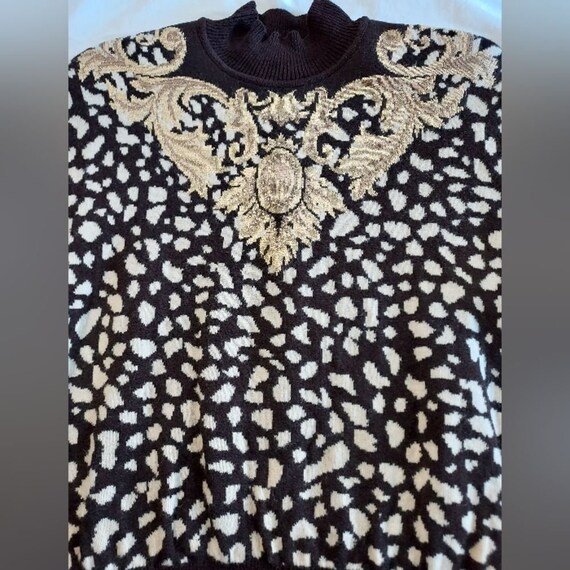 St. John Embellished Animal Print Crewneck Sweate… - image 5