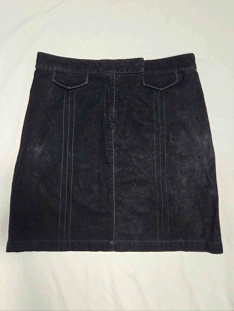 Vintage Anthropologie Black Rayon Velvet Skirt 8 Bild 1
