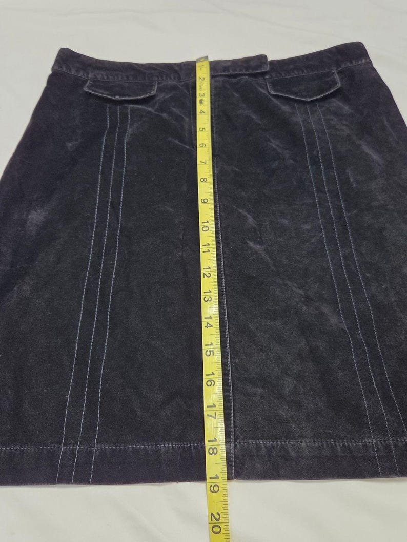 Vintage Anthropologie Black Rayon Velvet Skirt 8 Bild 6