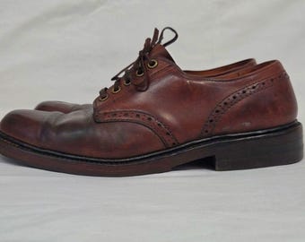 Vintage L.L. Bean Men's Cognac Leather Oxfords 7.5
