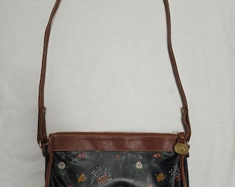Vintage Brahmin Floral Leather Crossbody