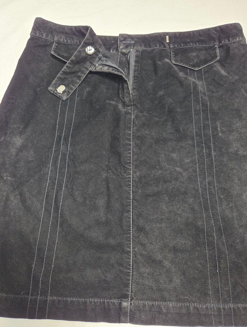 Vintage Anthropologie Black Rayon Velvet Skirt 8 Bild 4