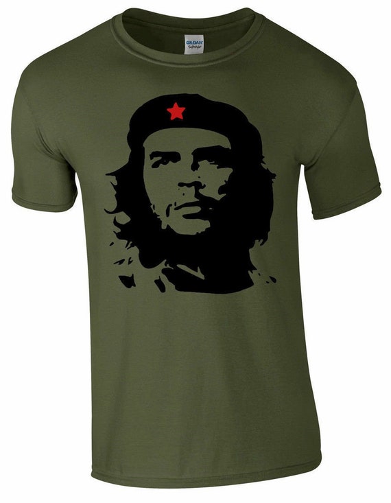 Che Guevara Face Sihouette Famous People Men's Graphic T-Shirt, White, 5XL  