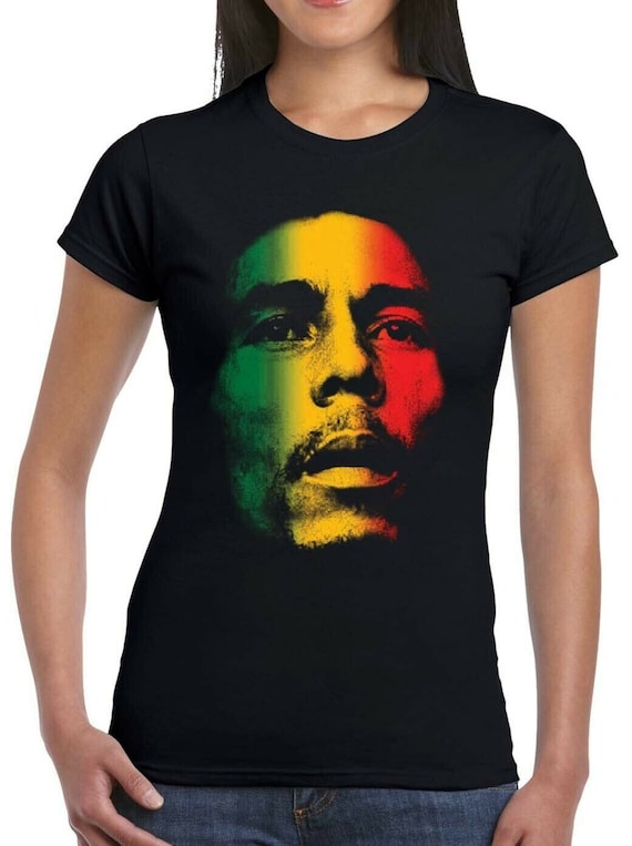 Bob Marley Ladies Black T-shirt Multi Coloured Online India - Etsy