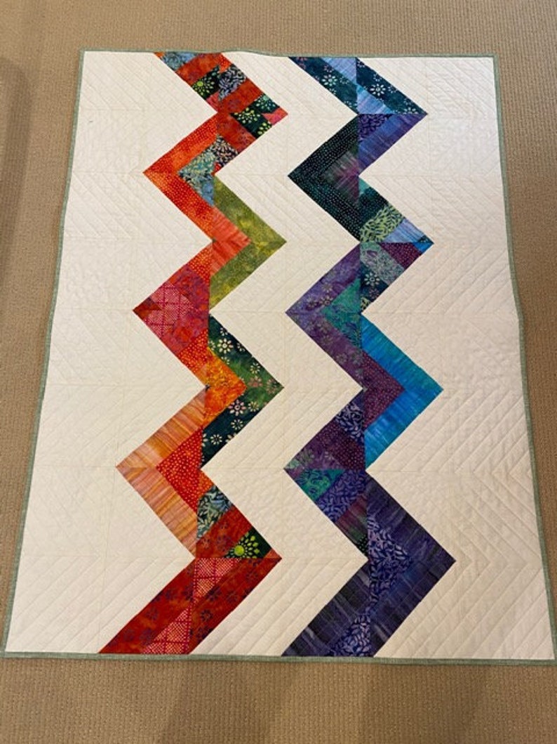 Modern zigzag design crib quilt shops