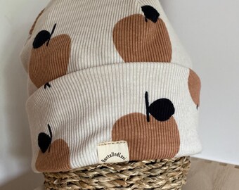Baby Mütze Kinder Herbst Winter Mädchen Mütze Damen Mütze Beanie Mütze Herbst Apfel Design Rib Jersey Mütze Herbst Baby Mütze Winter Mädchen