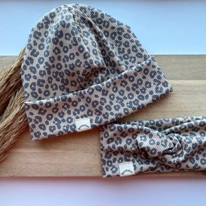 Beanie hat baby girl ladies hat beanie hat leo pattern animal print leo design jersey spring baby spring ladies spring girls