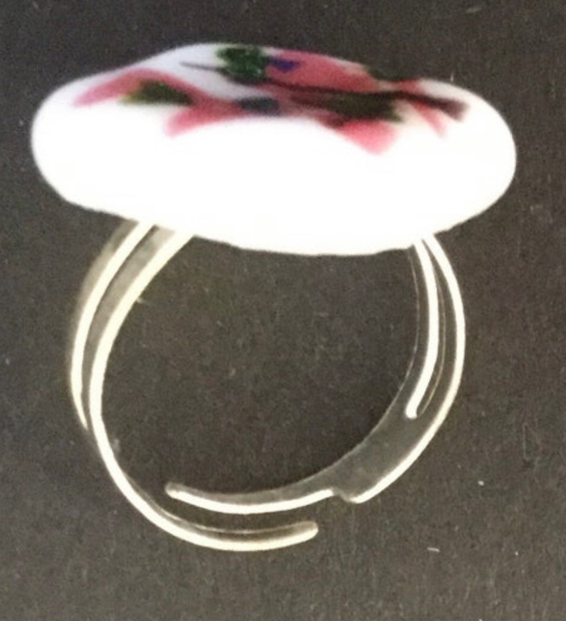 Fused Glass Rings Gift Idea Adjustable Silver Band Blue Etsy
