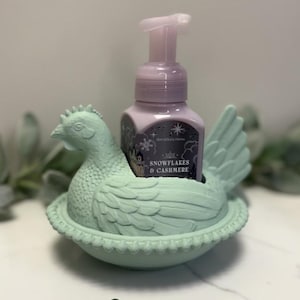 Tvålhållare för handtvål av höna, skummande handtvålsställ för lantlig stil, badrums- eller köksdekor för kyckling, 3D-utskriven Sage