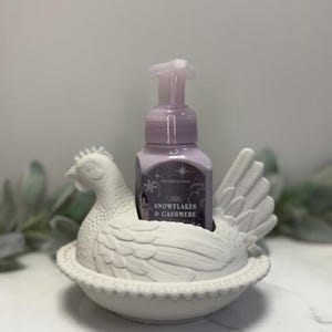 Tvålhållare för handtvål av höna, skummande handtvålsställ för lantlig stil, badrums- eller köksdekor för kyckling, 3D-utskriven Bone White