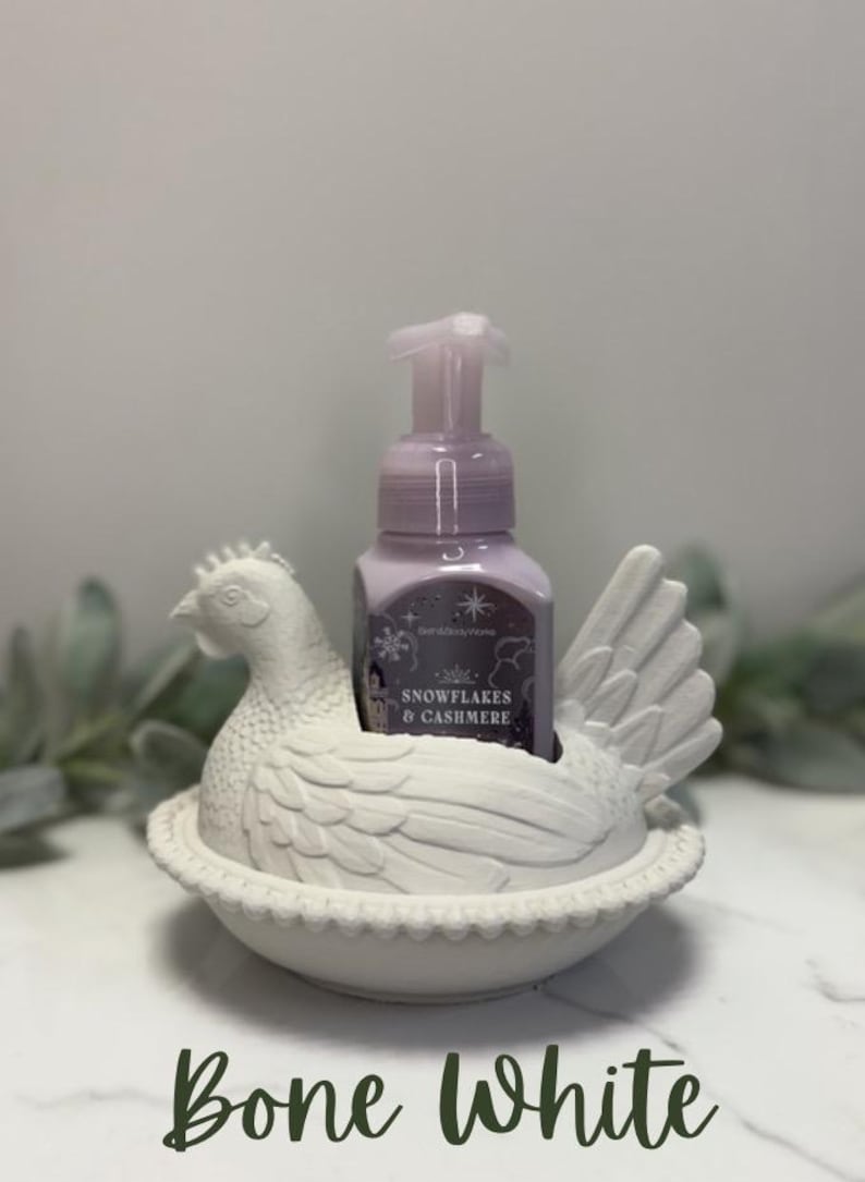 Tvålhållare för handtvål av höna, skummande handtvålsställ för lantlig stil, badrums- eller köksdekor för kyckling, 3D-utskriven Bone White