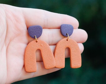 Polymer Clay Earrings  |  Clemson Earrings  |  Tigers Earrings  |  Purple & Orange Earrings  |  Dangle Earrings  |  Statement Earrings