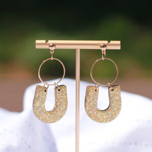 Gold Clay Earrings  |  Polymer Clay Earrings  |  Fun Clay Earrings  |  Glitter Earrings  |  Dangle Earrings  |  Statement Earrings