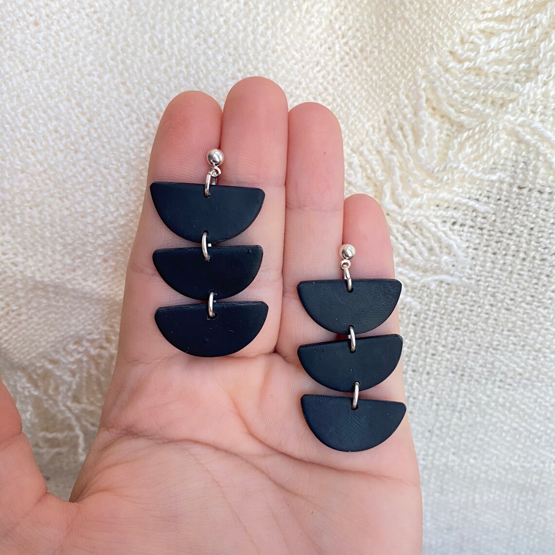 Polymer Clay Earrings Fun Clay Earrings Black Clay Etsy