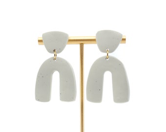 Off White Clay Earrings  |  Polymer Clay Earrings  |  Bride Clay Earrings  |  Neutral Earrings | Arch Dangle Earrings  |  Statement Earrings