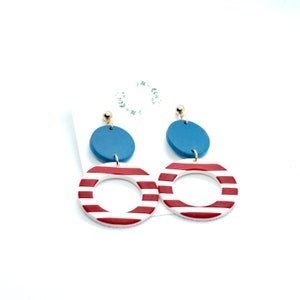 Polymer Clay Earrings | July 4th Earrings | Patriotic Clay Earrings | Red White and Blue Earrings | America Earrings | Striped Earrings