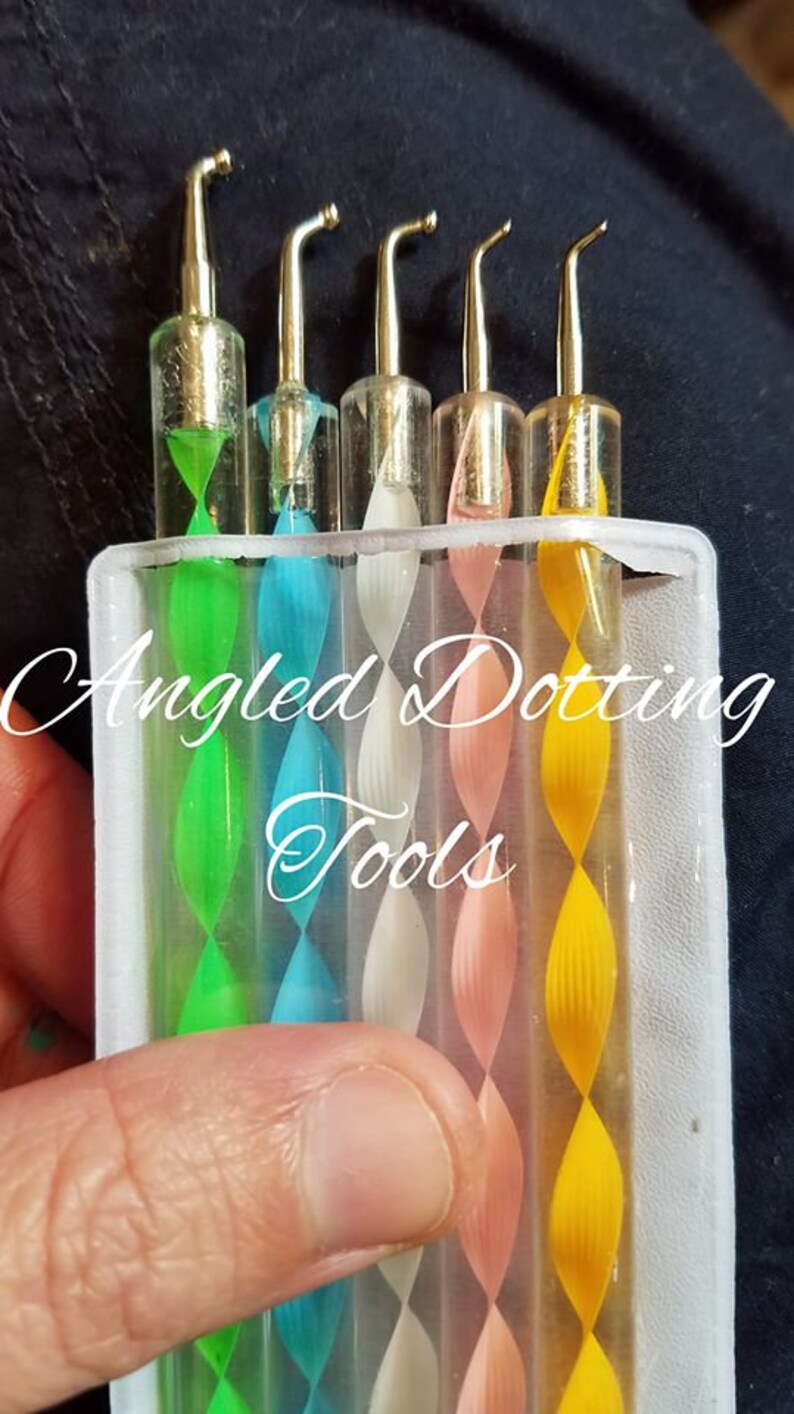 Rainbow Set of 5 Bent dotting tools ALL ANGLED Curved Etsy