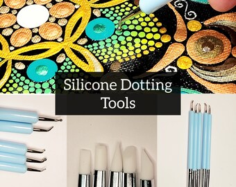 Set of 5 Silicone Styluses Bent dotting tools ~ Oval dotter Angled Dotting tools  angled styluses - soft end and ball Mandala Painting