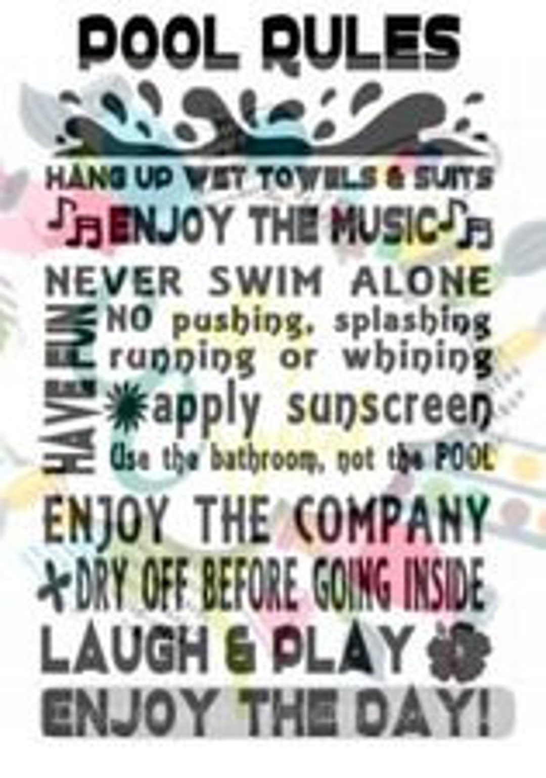 Pool Rules SVG, Digital Download, Instant Download, Pool, Backyard