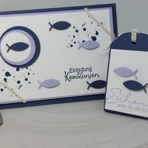 Karte zur Kommunion/ Taufe/ Konfirmation - Fische