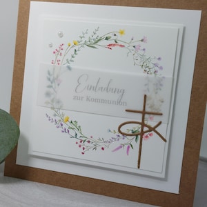 Einladung zur Hochzeit oder Kommunion/Konfi/Taufe - Fisch - Eukalyptus  in Kraftpapier