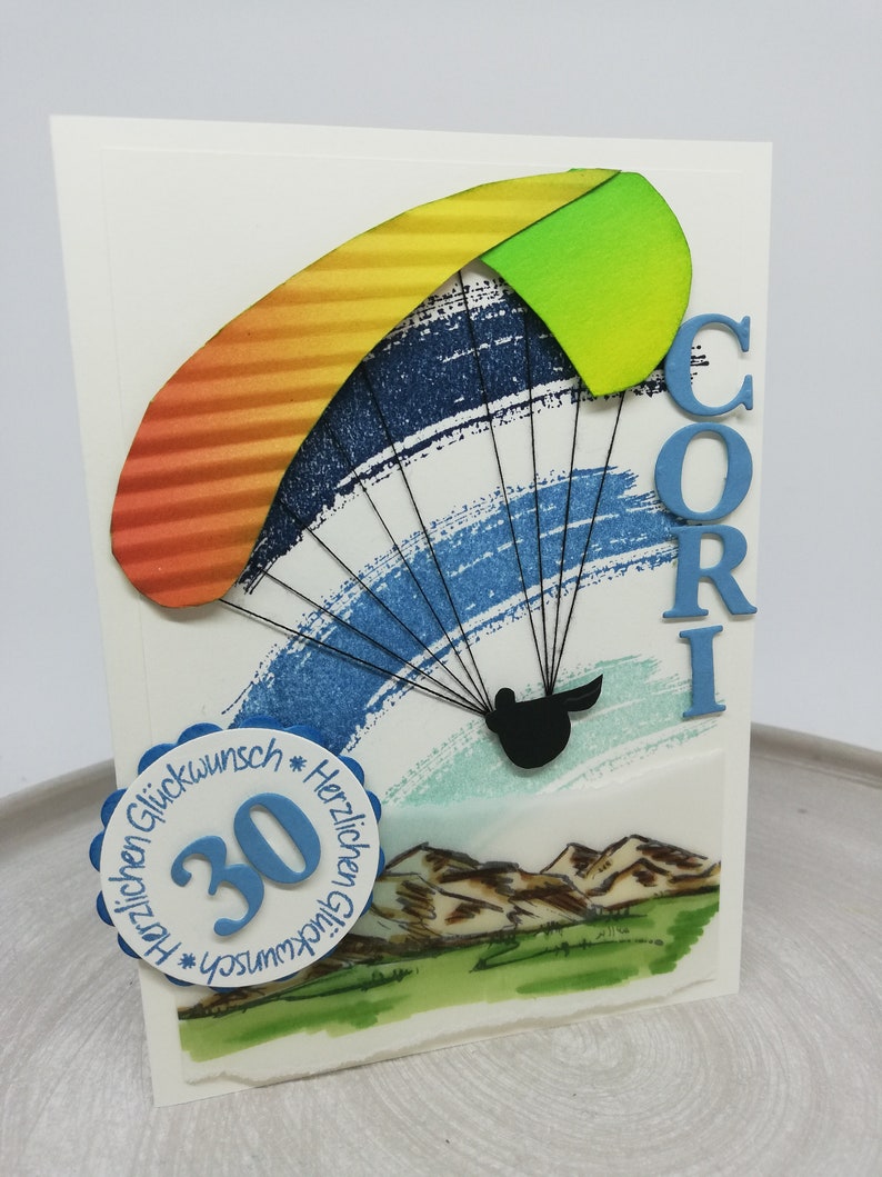 Birthday card man, paraglider, paragliders, image 2