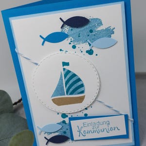 Karte zur Kommunion/ Taufe/ Konfirmation - Fische Boot