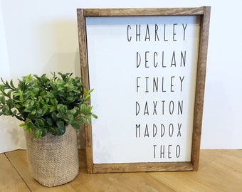 Listed Family Names; Grandparent Gift; Personalized Name Sign