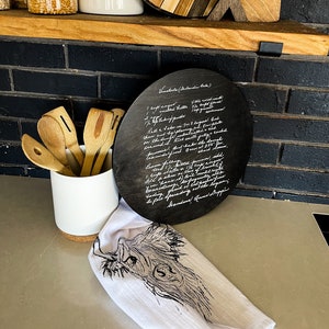 Your handwritten Recipe/Letter transferred to wood circle Sign