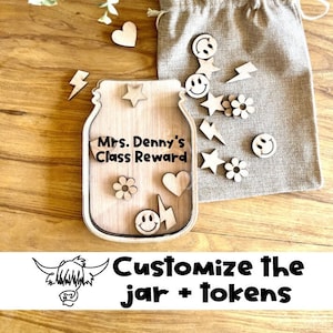 Custom Personalized Reward Jar for Students, Star, Classroom Reward, Good Behavior Jar, Kindness Jar, Behavior token wood acrylic sign
