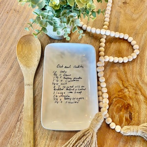 Your handwritten Recipe/Letter transferred to serving platter plate dish porcelain