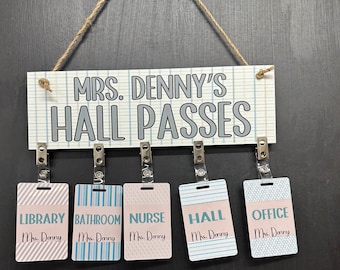 Calm neutral boho  Acrylic Classroom Hall Passes Set