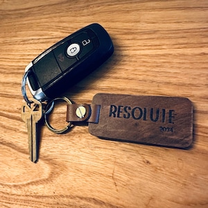 One Little Word wood engraved Key; 2024 word keychain ; One Word; One Little Word; Word for 2024; RESOLUTION