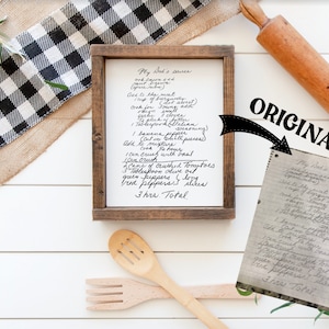 Your handwritten Recipe/Letter transferred to wood Sign