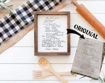 Your handwritten Recipe/Letter transferred to wood Sign