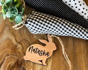 personalized wood Easter Bunny Basket tag