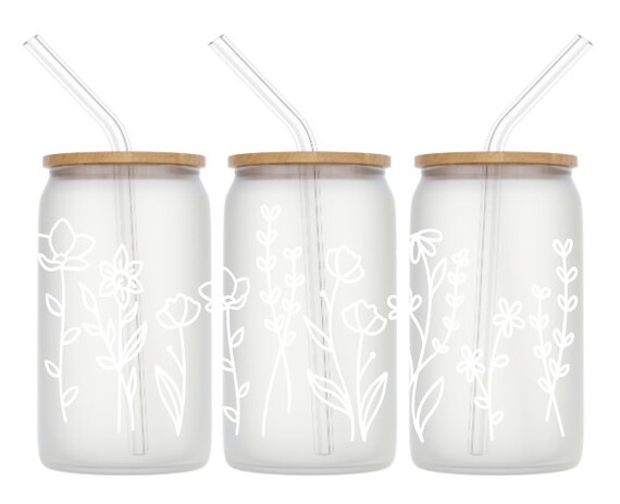 Drinking Glasses With Bamboo Lid Glass Straw 16oz Can Shaped Glass Cups,beer Glasses,iced Coffee Glasses,soda,bubble Tea,juicing, Smoothies 