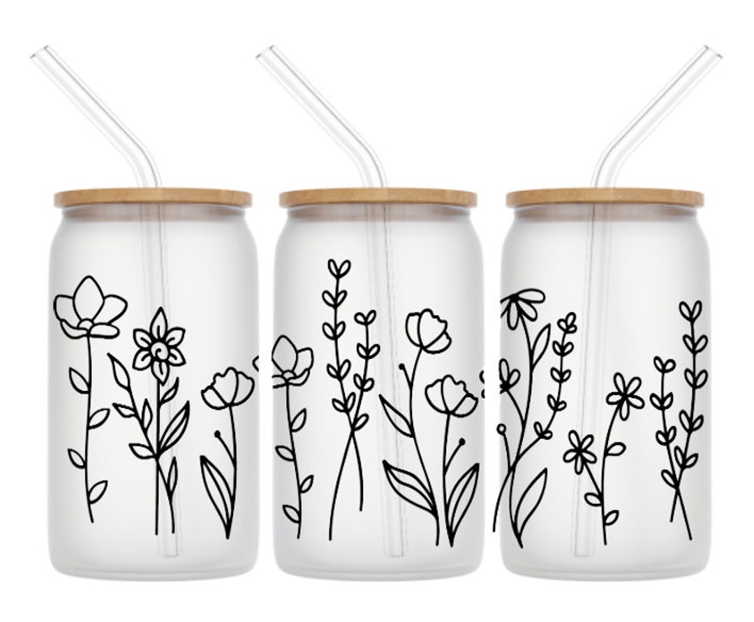 Frosted Drinking Glasses With Bamboo Lids And Glass Straws - Temu