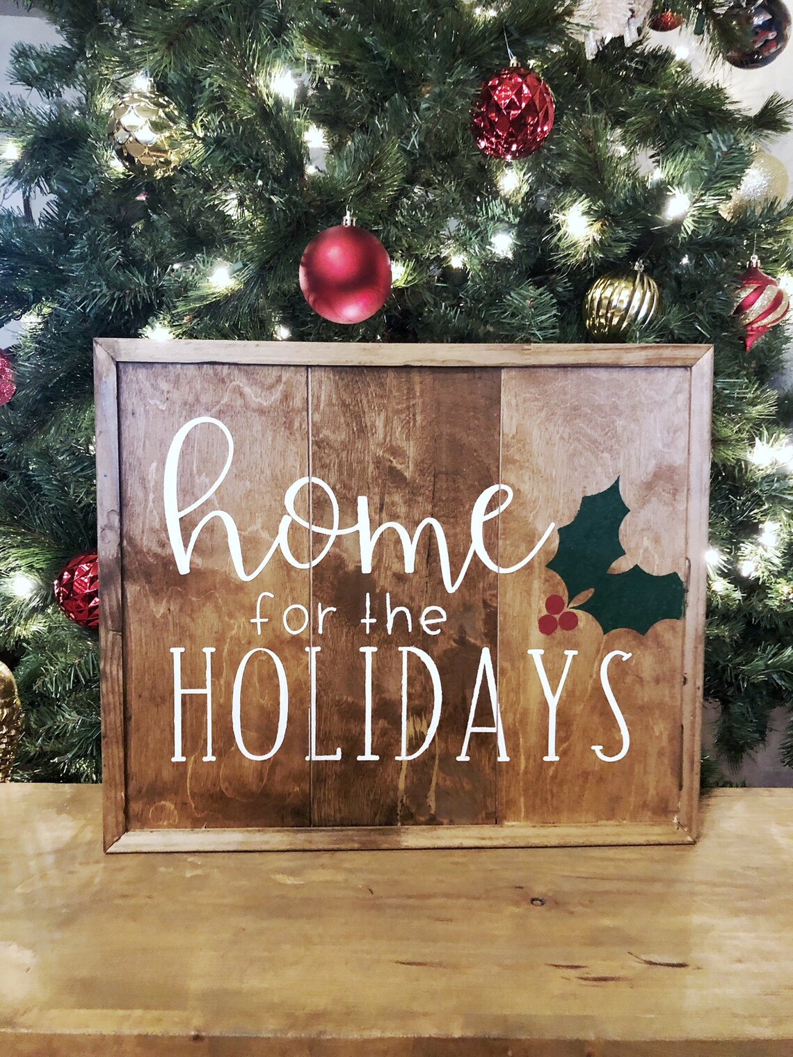 Home For The Holidays Wood Sign Handmade Christmas Sign | Etsy