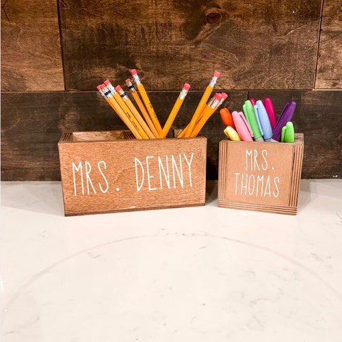 Custom Pen Holder Teacher Gift Classroom Decor Desk Etsy