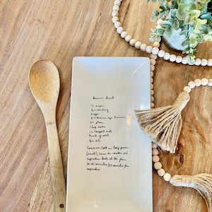 Your handwritten Recipe/Letter transferred to serving platter plate dish porcelain