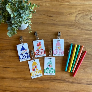 School gnome themed custom Acrylic Classroom Hall Passes