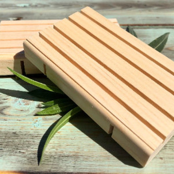All Natural Wood Soap Dish Wood Soap Tray Self draining Pine Soap holder