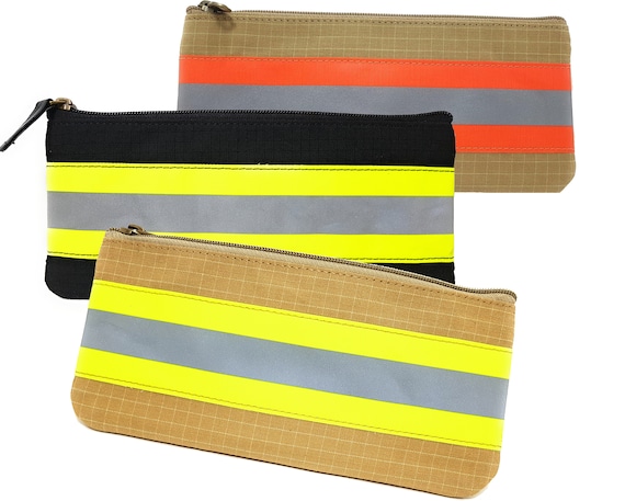 Beige /& Orange Firefighter Wallet Original Reflective Turnout Bunker Fabric Gear Women Gift