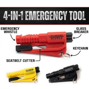 Firefighter Police EMS 4-in-1 Rescue Tool – Seatbelt Cutter, Window Breaker, Whistle, Keychain image 1