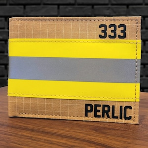 Portefeuille pompier personnalisé cadeau tissu Turnout Bunker original - Portefeuille Pompier personnalisé