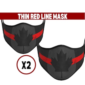 Firefighter Thin Red Line Reusable + Adjustable Mask | Masque Pompier réutilisable et ajustable