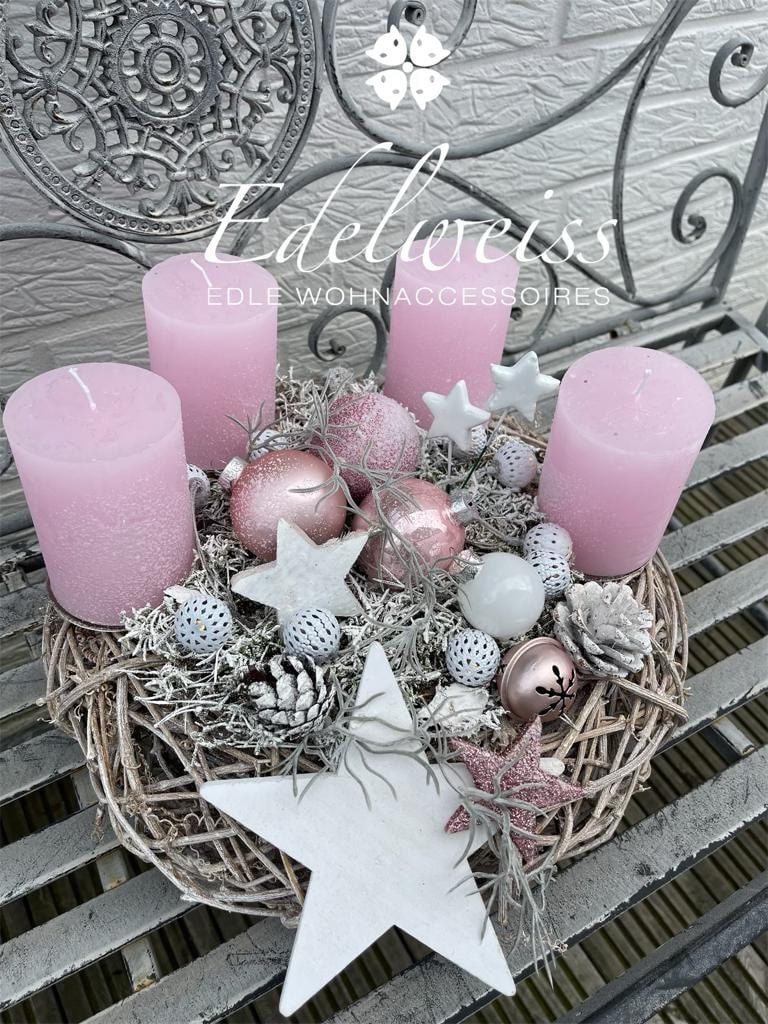 Advent Wreath Winter Dream Pink Approx. 38 Cm Ø