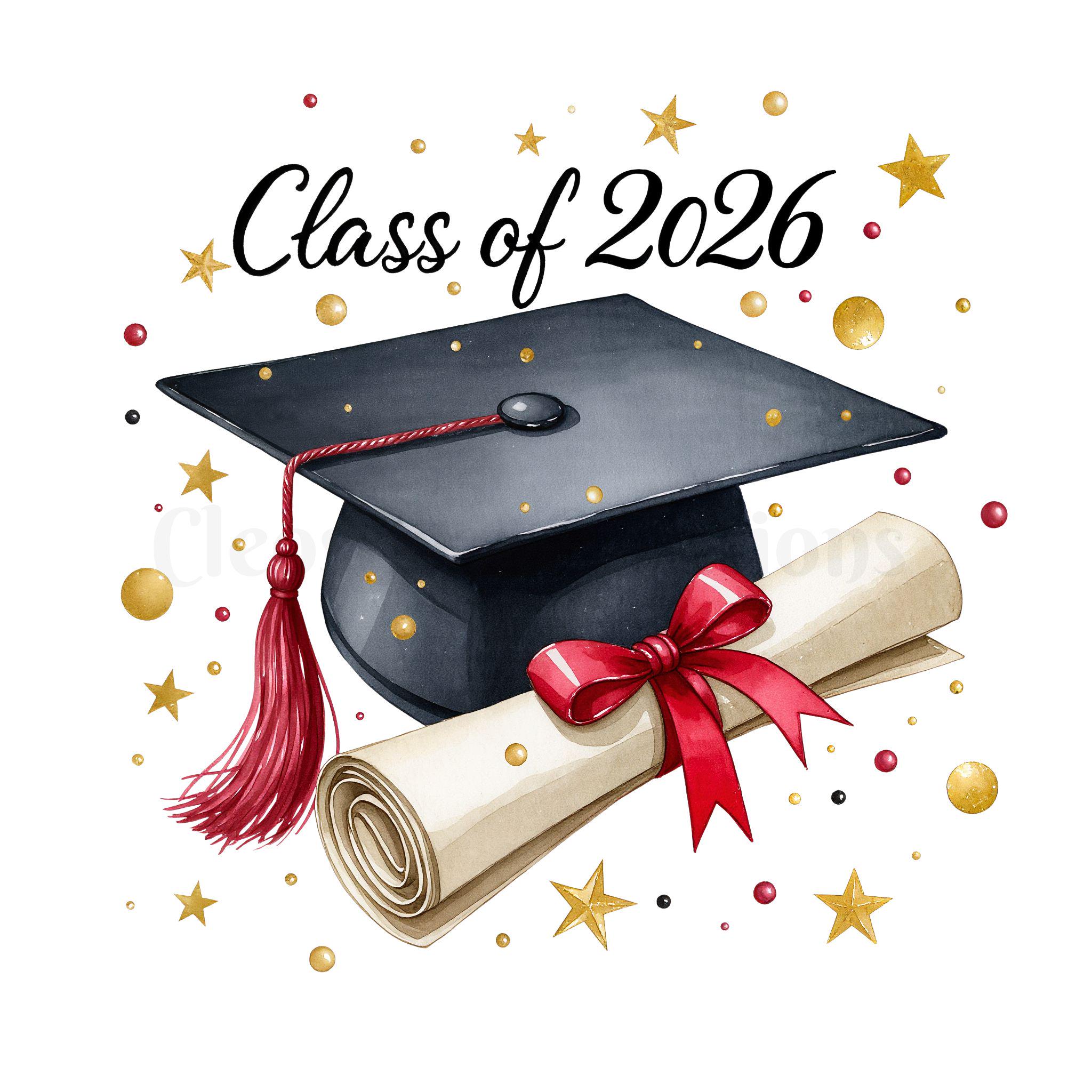 Graduation Clipart PNG Bundle, Class of 2026 PNG, Graduation Cap and ...
