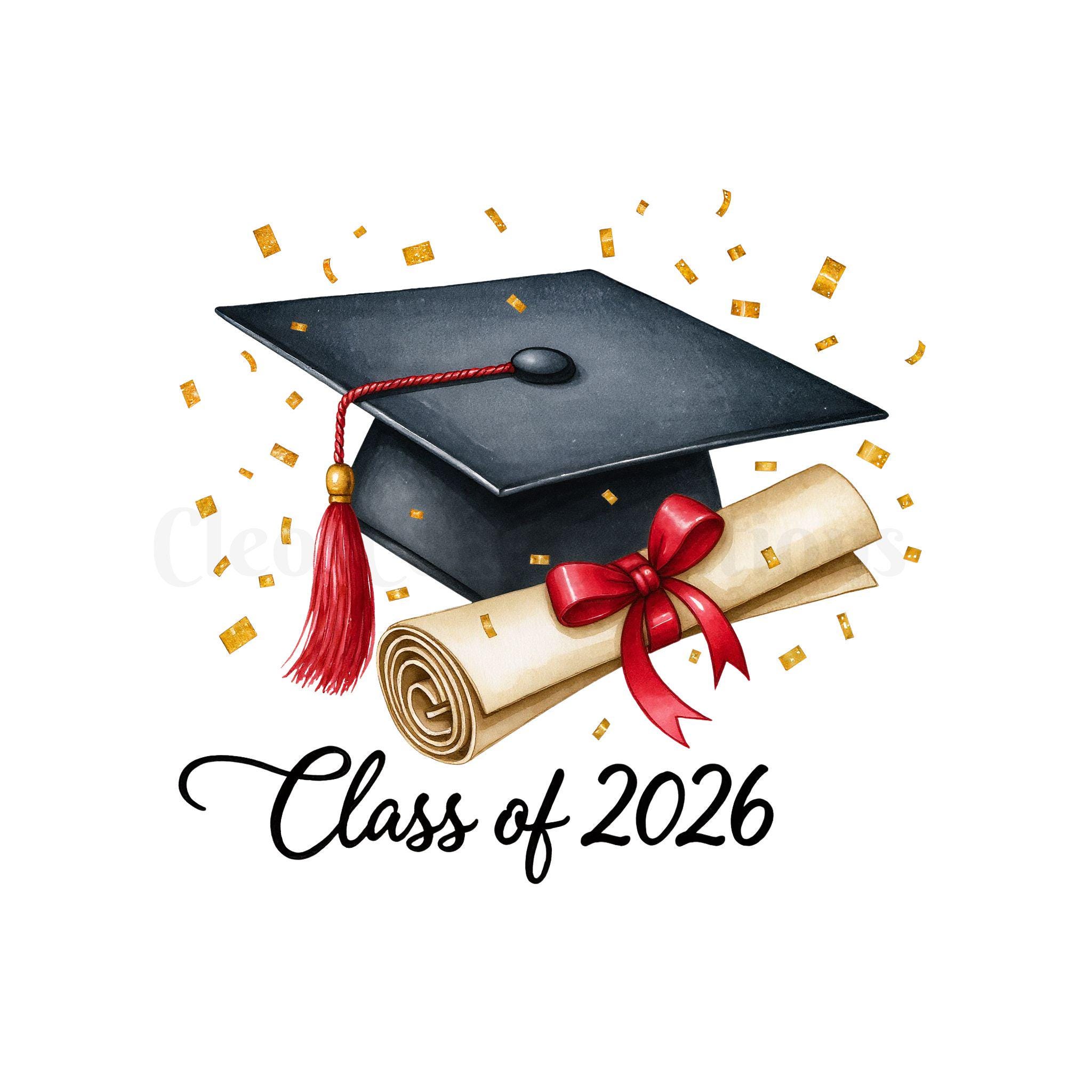 Graduation Clipart PNG Bundle, Class of 2026 PNG, Graduation Cap and ...